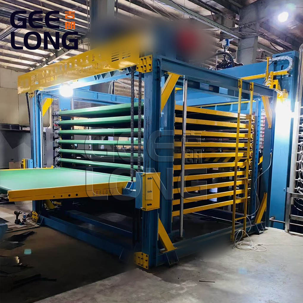 Semi automatic film faced plywood hot press machine installed in Vietnam